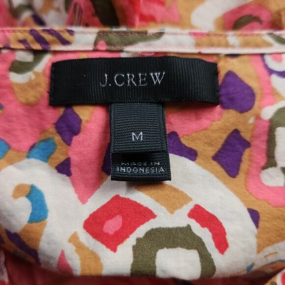 100% Cotton J Crew Medium Wrap-Around Top Waist Length Bright Colors Button Cuff - Picture 9 of 11